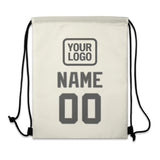 Custom Cream Dark Grey Drawstring Bag