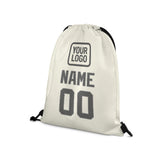 Custom Cream Dark Grey Drawstring Bag