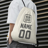 Custom Cream Dark Grey Drawstring Bag