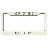 Custom Cream Green License Plate Frame