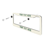Custom Cream Green License Plate Frame