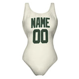 Custom Cream Dark Green Swimsuit