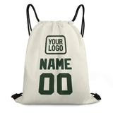 Custom Cream Dark Green Drawstring Bag