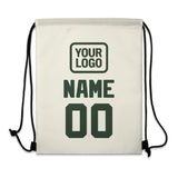 Custom Cream Dark Green Drawstring Bag