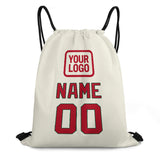 Custom Cream Red Drawstring Bag