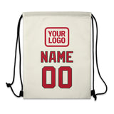 Custom Cream Red Drawstring Bag