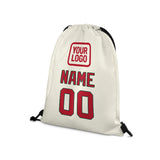 Custom Cream Red Drawstring Bag