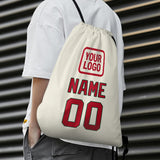 Custom Cream Red Drawstring Bag