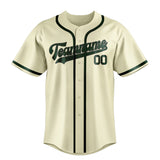 Custom Cream & Green Colors Design Sports Baseball Jersey