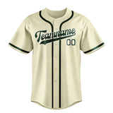 Custom Cream & Green Colors Design Sports Baseball Jersey