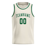 Custom Cream & Green Colors Design Sports Basketball Jersey