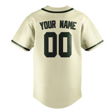 Custom Cream & Dark Green Colors Design Sports Baseball Jersey