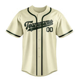 Custom Cream & Dark Green Colors Design Sports Baseball Jersey