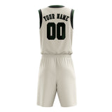Custom Cream Dark Green Basketball Set