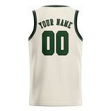 Custom Cream & Dark Green Colors Design Sports Basketball Jersey