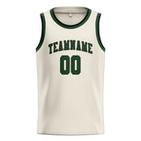 Custom Cream & Dark Green Colors Design Sports Basketball Jersey