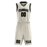 Custom Cream Dark Green Basketball Set