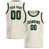 Custom Cream & Dark Green Colors Design Sports Basketball Jersey