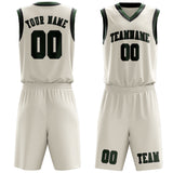 Custom Cream Dark Green Basketball Set