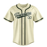 Custom Cream & Dark Green Colors Design Sports Baseball Jersey