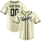 Custom Cream & Dark Green Colors Design Sports Baseball Jersey