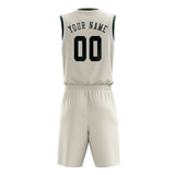 Custom Cream Dark Green Basketball Set