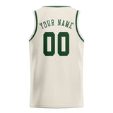 Custom Cream & Dark Green Colors Design Sports Basketball Jersey