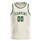 Custom Cream & Dark Green Colors Design Sports Basketball Jersey