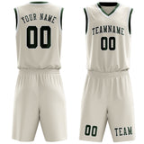 Custom Cream Dark Green Basketball Set
