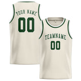 Custom Cream & Dark Green Colors Design Sports Basketball Jersey