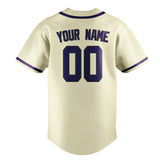 Custom Cream & Purple Colors Design Sports Baseball Jersey