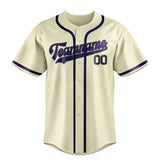 Custom Cream & Purple Colors Design Sports Baseball Jersey