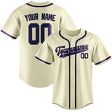 Custom Cream & Purple Colors Design Sports Baseball Jersey
