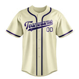 Custom Cream & Purple Colors Design Sports Baseball Jersey
