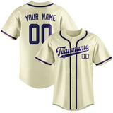 Custom Cream & Purple Colors Design Sports Baseball Jersey