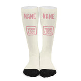 Custom Cream Light Pink Knee-High Sock