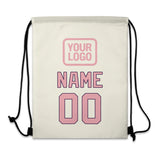Custom Cream Light Pink Drawstring Bag