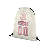 Custom Cream Light Pink Drawstring Bag