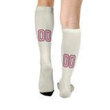 Custom Cream Light Pink Knee-High Sock