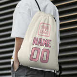 Custom Cream Light Pink Drawstring Bag