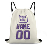 Custom Cream Light Purple Drawstring Bag
