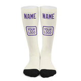 Custom Cream Light Purple Knee-High Sock