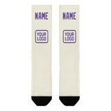 Custom Cream Light Purple Knee-High Sock