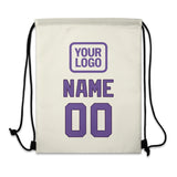 Custom Cream Light Purple Drawstring Bag
