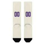 Custom Cream Light Purple Knee-High Sock