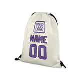 Custom Cream Light Purple Drawstring Bag