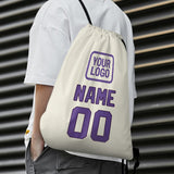 Custom Cream Light Purple Drawstring Bag