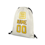 Custom Cream Gold Drawstring Bag