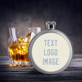 Custom Cream Light Blue Hip Flask