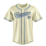 Custom Cream & Light Blue Colors Design Sports Baseball Jersey